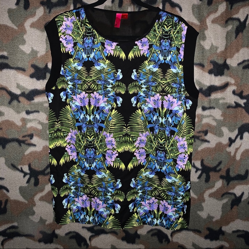 Sheer floral abstract top